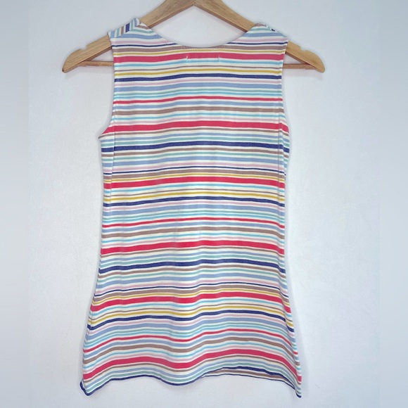Boden Colorful Striped Sleeveless V-neck Flower Womens Top Size 4 - Picture 4 of 4